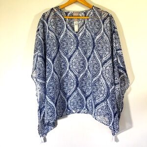 Chico’s Boho‎ Paisley Tasseled Sheer Poncho